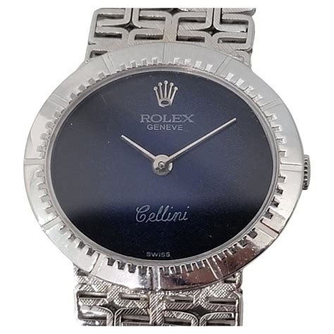 18k white gold cellini gents rolex with diamond markers w068757